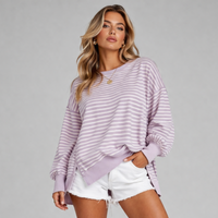Striped Oversized Split Hem Sweatshirt