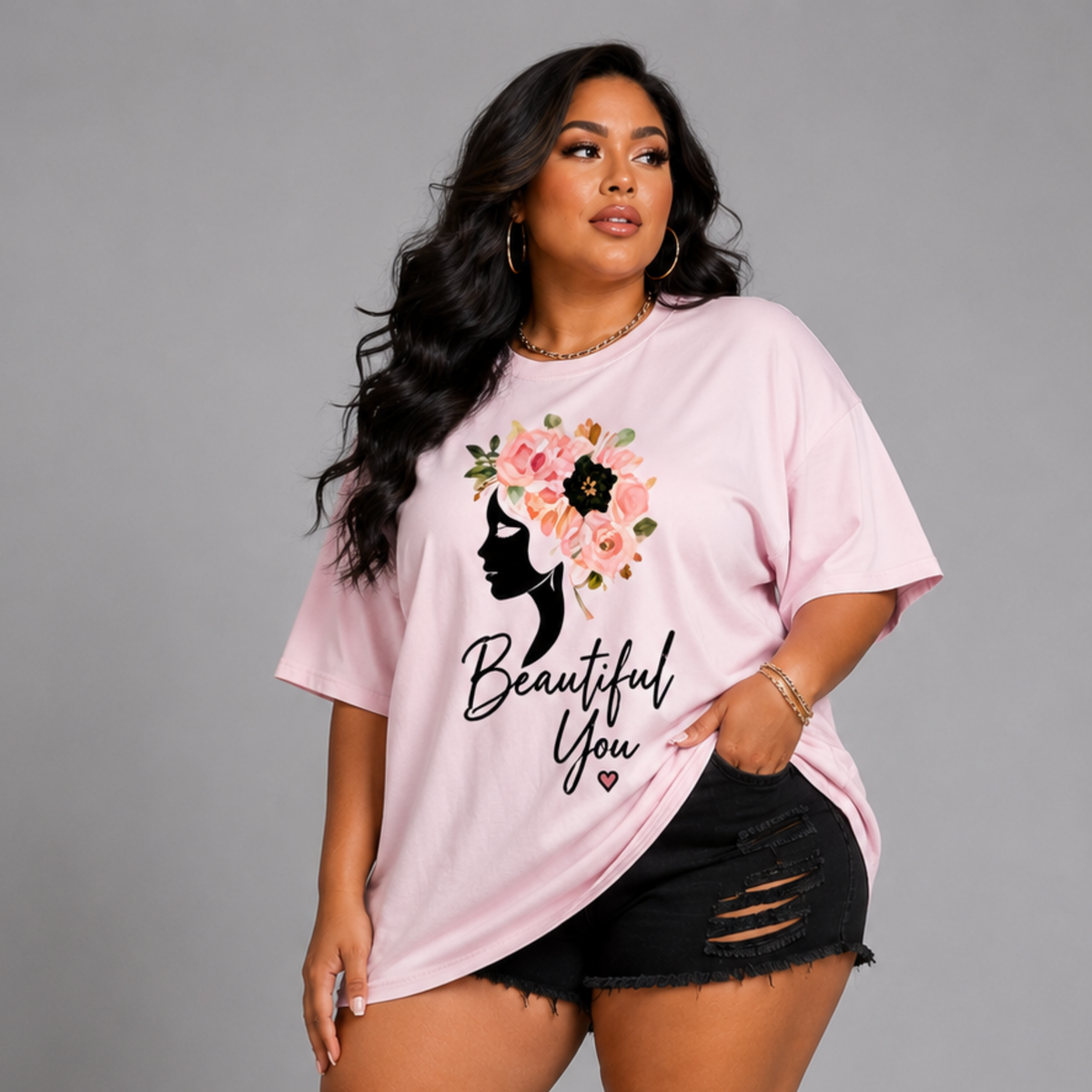 Long T-shirt with Beautiful You Print