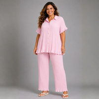 Pleated 2 Piece Outfit Set with Frilled Hem