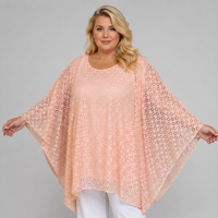 Oversized Lace Round Neck Kaftan Blouse