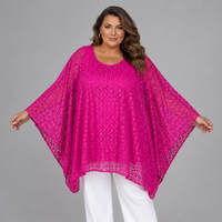 Oversized Lace Round Neck Kaftan Blouse