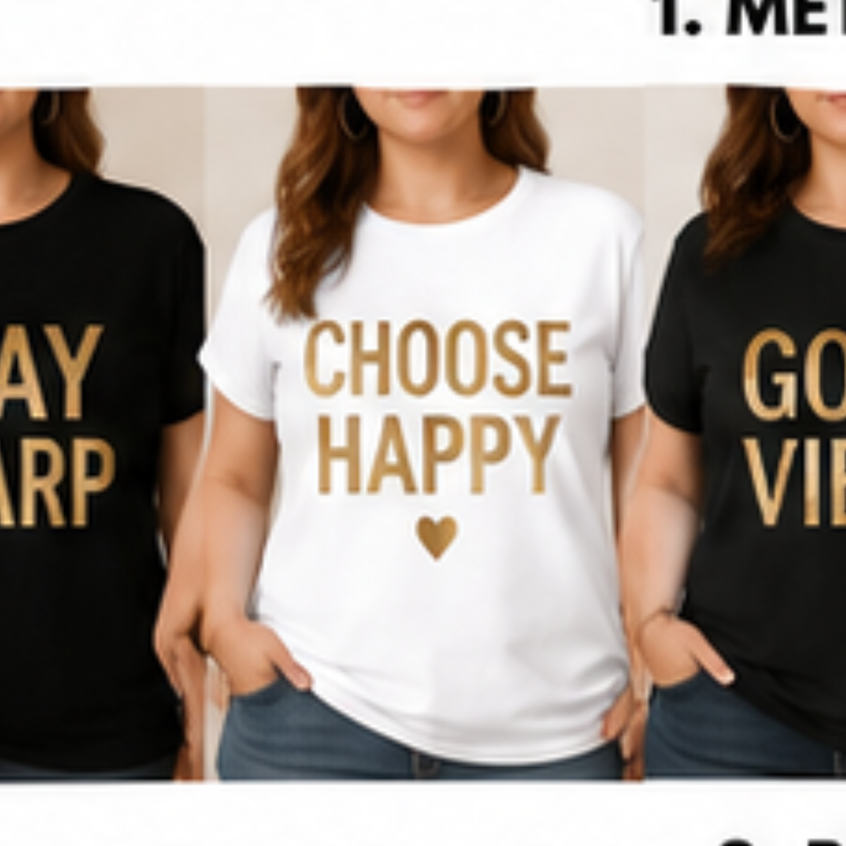 Long Cotton T-shirt with choose happy Logo