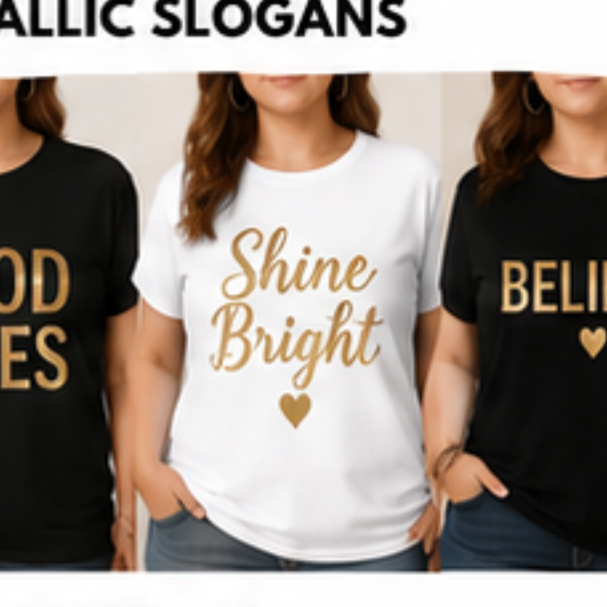 Long Cotton T-shirt with shine bright Logo