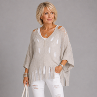 Super Soft Luxury Distressed Hole Detail Tassel Oversized Jumper