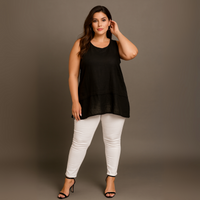 Cotton Sleeveless Long Top with Button Back