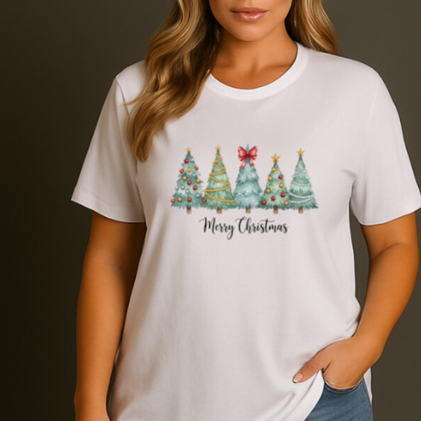 Long Length Cotton Merry Christmas T-Shirt