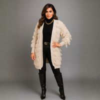 Tassel Covered Open Front Duster Cardigan
