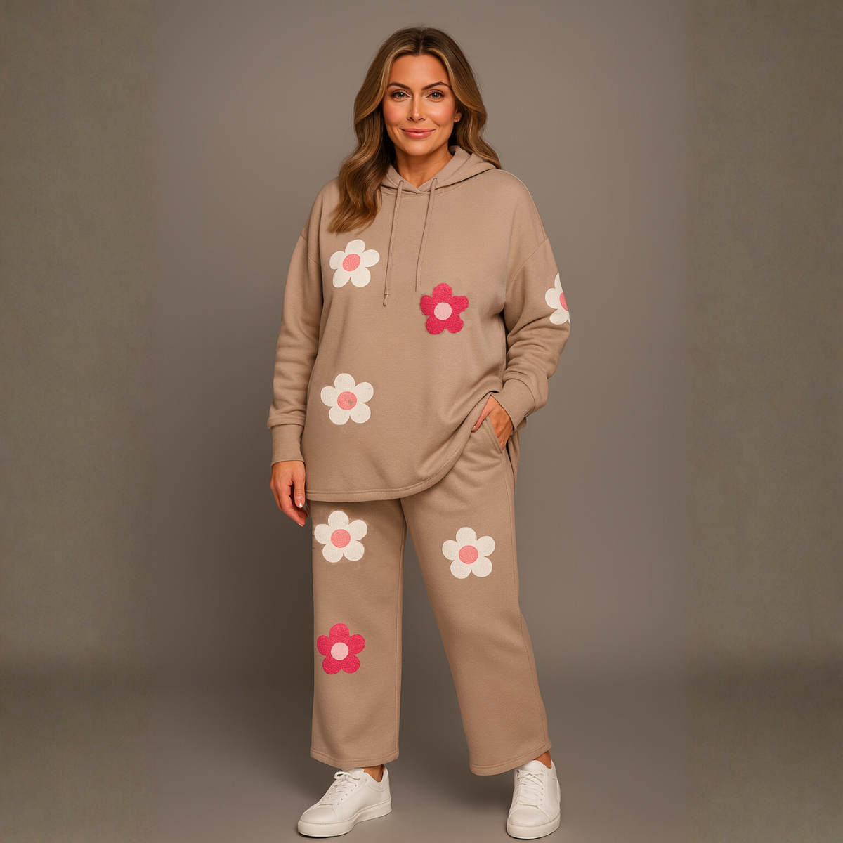 Flower Motif Trackuit with Hoodie