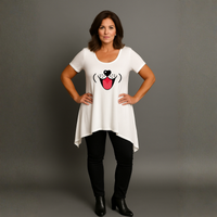 Fun Dog Face Long Length Hanky Hem Swing Top