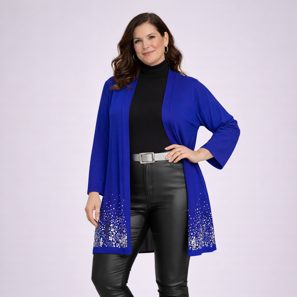 Open Front Jacket / Cardigan with Sequin Hem