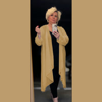 CHIFFON LONG LENGTH OPEN FRONT WATERFALL JACKET COVER UP