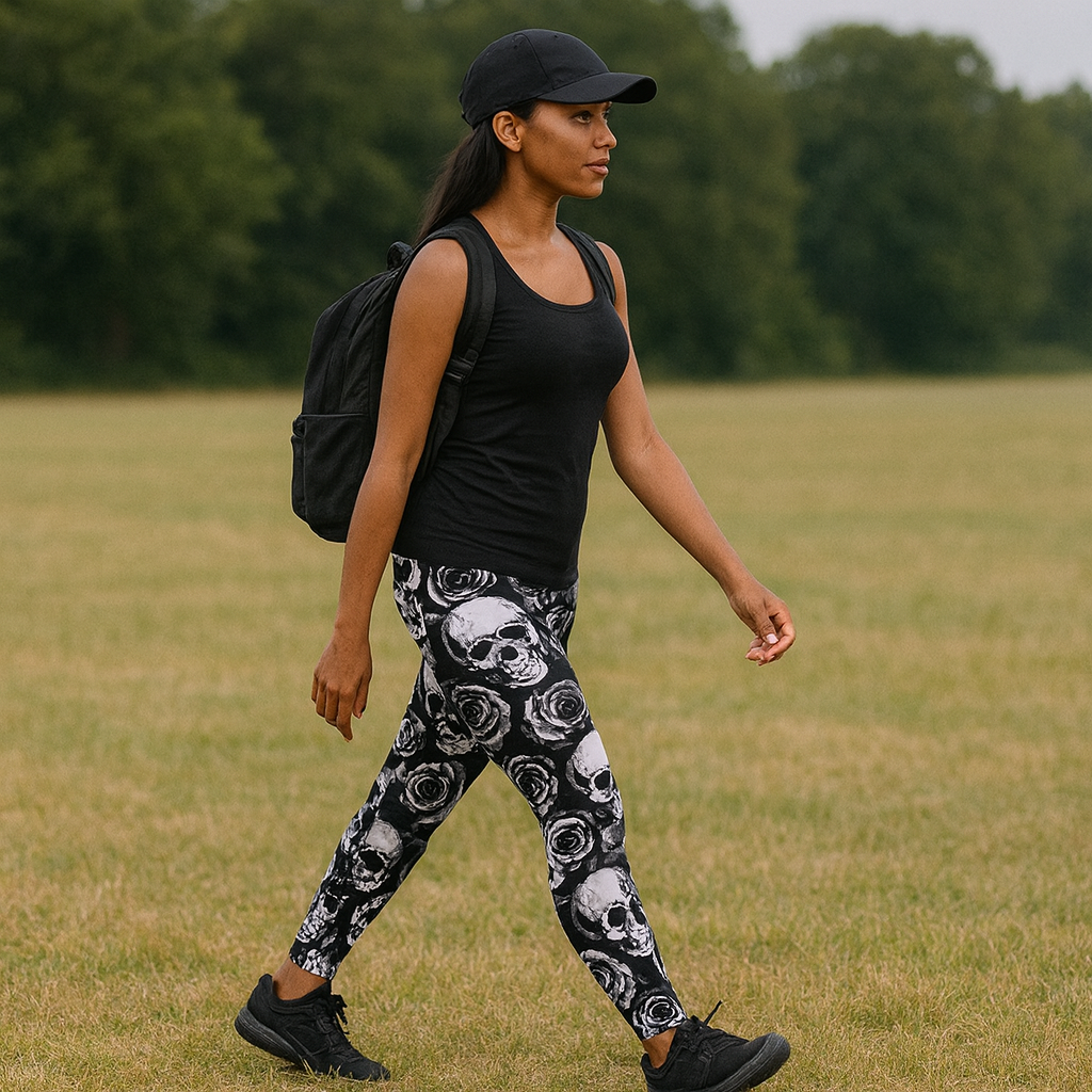 ROCKTHOSECURVES SKULLS AND ROSES HIGH WAIST LEGGINGS
