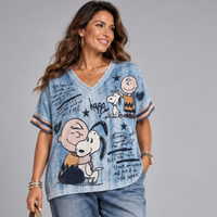 Cartoon Print Short Sleeve Top / T-Shirt