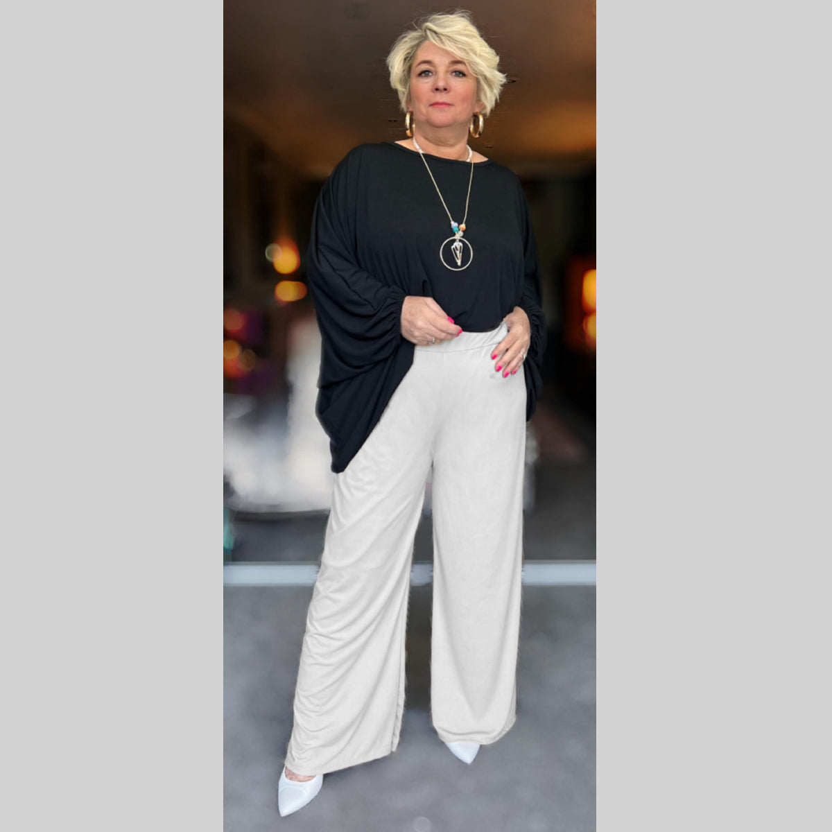 ROCKTHOSECURVES PLAIN ELASTICATED WAIST WIDE LEG PALAZZO TROUSERS