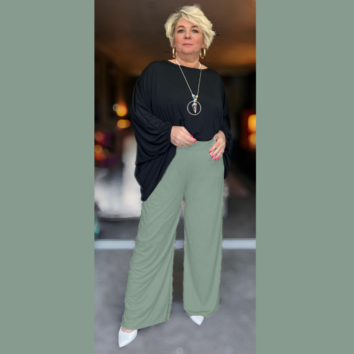 ROCKTHOSECURVES PLAIN ELASTICATED WAIST WIDE LEG PALAZZO TROUSERS