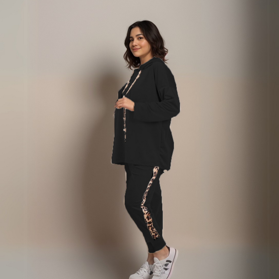 SOFT STRETCH VELVET TRACKSUITBLACK / UK 16-18