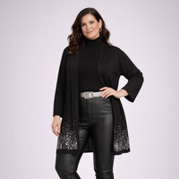 Open Front Jacket / Cardigan with Sequin Hem