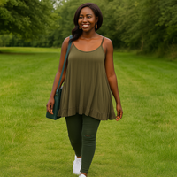 Pleated Strappy Swing Top