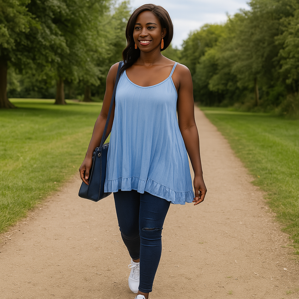 Pleated Strappy Swing Top