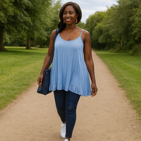 Pleated Strappy Swing Top