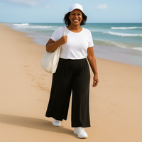 Plain Stretchy Wide Leg Palazzo Trousers
