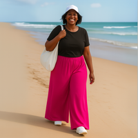 Plain Stretchy Wide Leg Palazzo Trousers