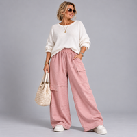 Heavy Cotton Baggy Fit Trousers with Mock Pocket Detail