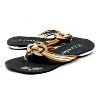 Twisted strap flat flip flops sandals