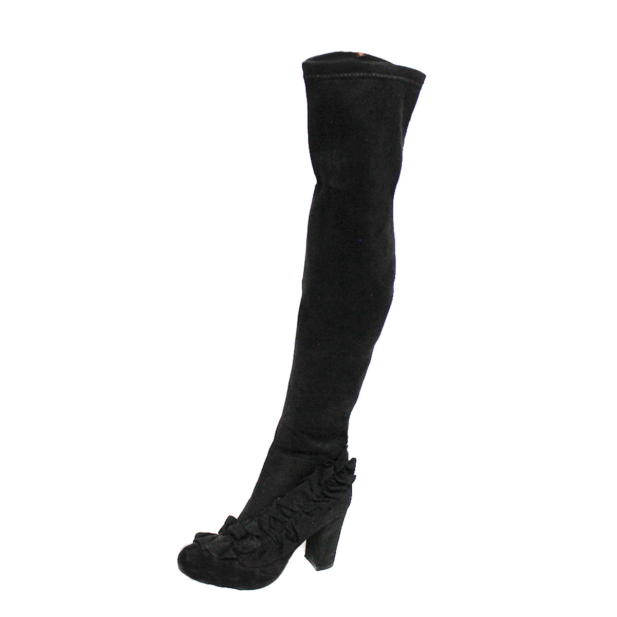 ROCKTHOSECURVES BLACK FAUX SUEDE OVER KNEE BOOTS WITH CHUNKY HIGH HEEL