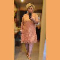Sleeveless Lace Shift dress with sequins - PLUS SIZES