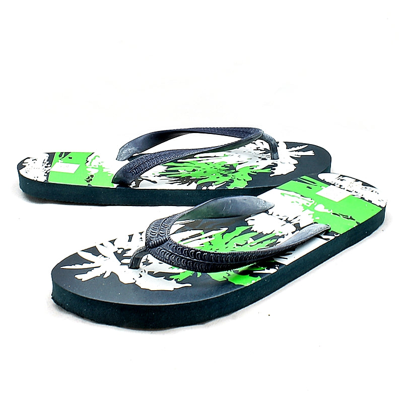 BLUE GREEN PALM PRINT SUMMER FLIP FLOPS