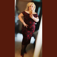 Lace bodycon fitted bardot style dress - plus sizes