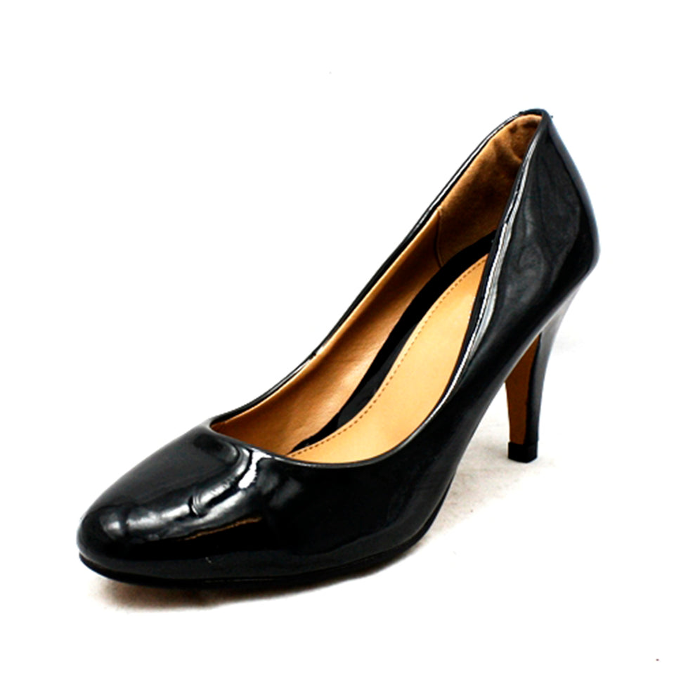 Low heel classic round toe court shoesBlack Patent / UK 3