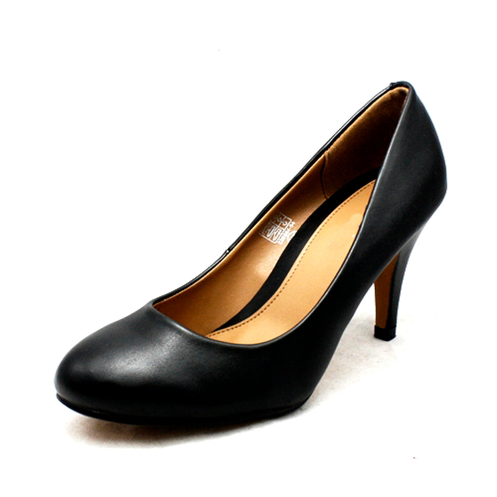 Low heel classic round toe court shoesBlack Matt / UK 5