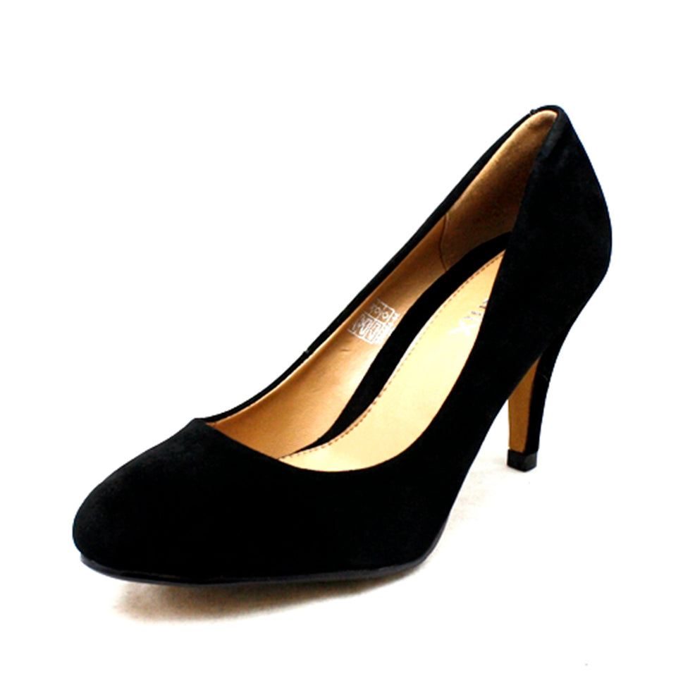 Low heel classic round toe court shoesBlack Suedette / UK 4