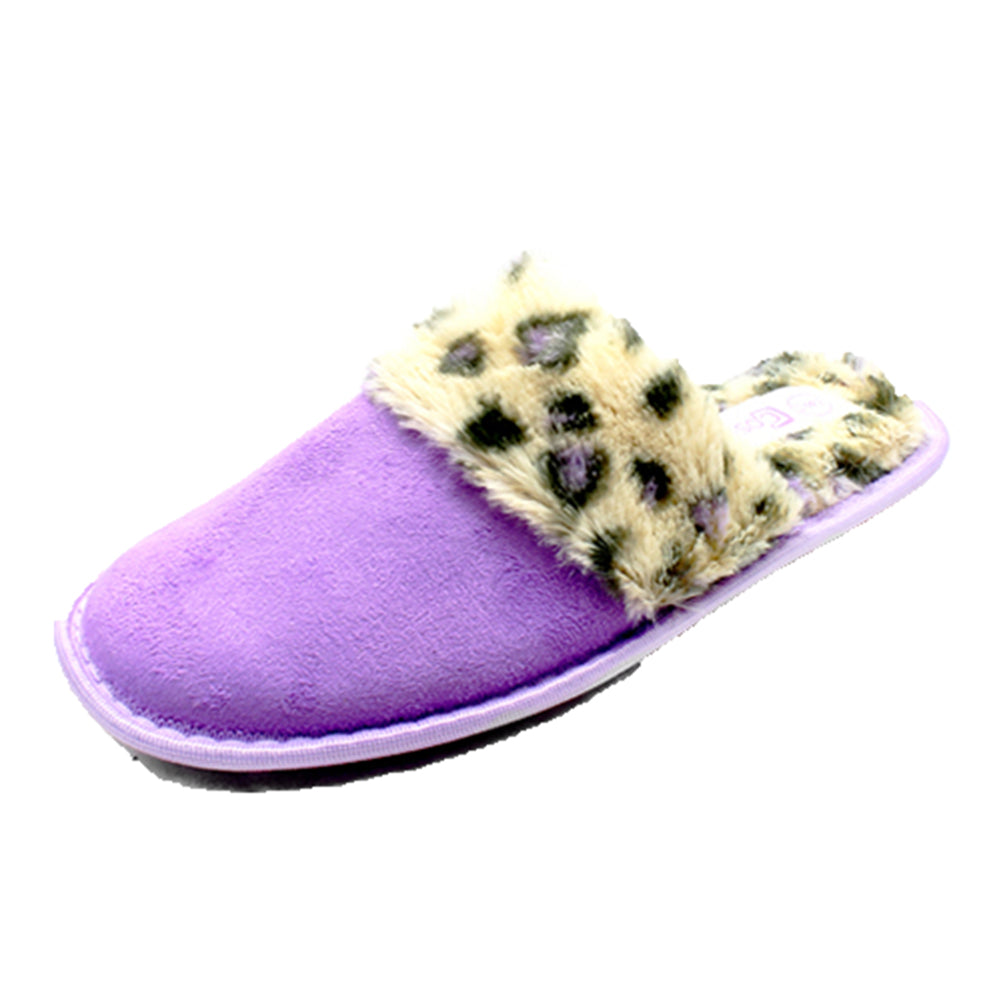 Open back slippers with fluffy band