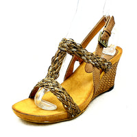 Strappy wedge heel sandals with open toe and ankle strap