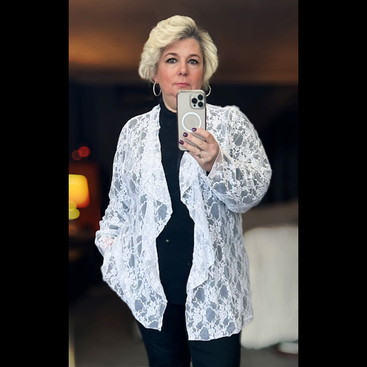 Lace waterfall cardigan sale