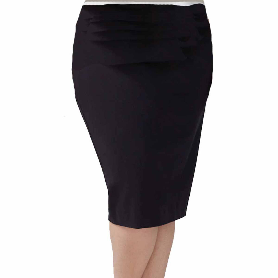 PLAIN ELASTIC WAIST FITTED PENCIL SKIRTBlack / UK 12-14