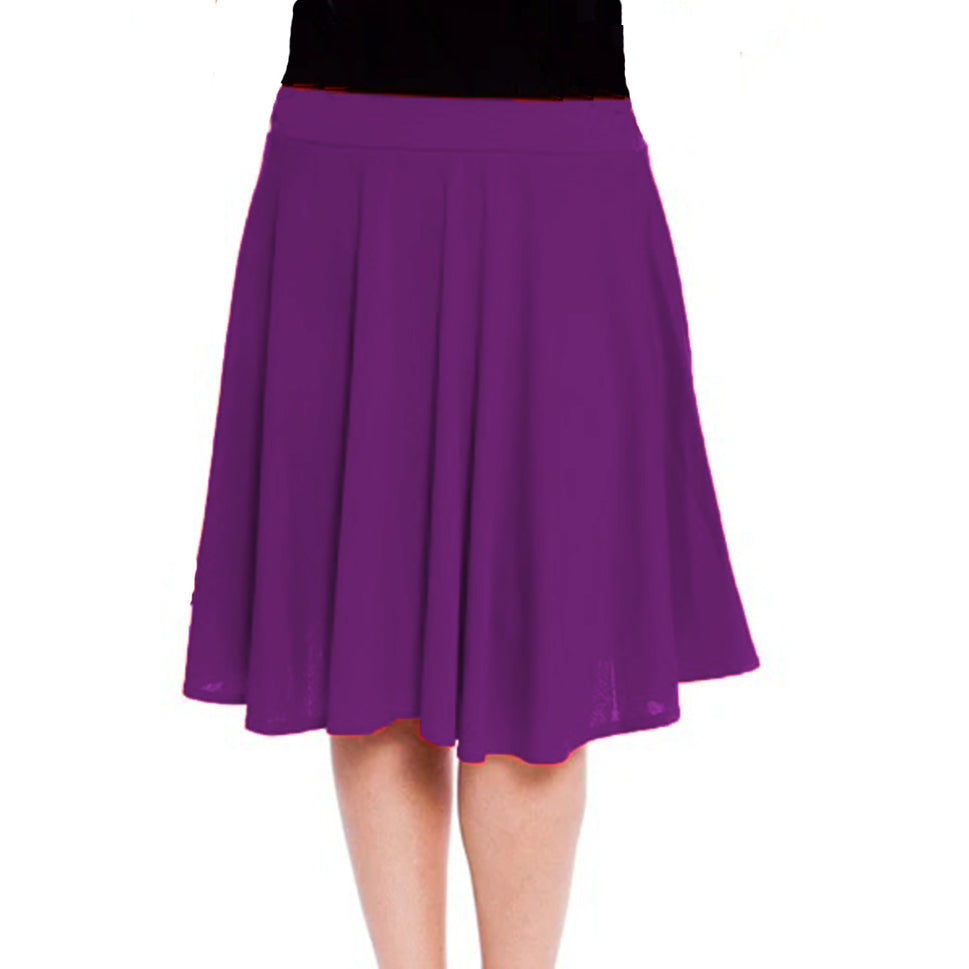 ELASTIC WAIST FLARED A-LINE SKATER SKIRTPurple / UK 12-14