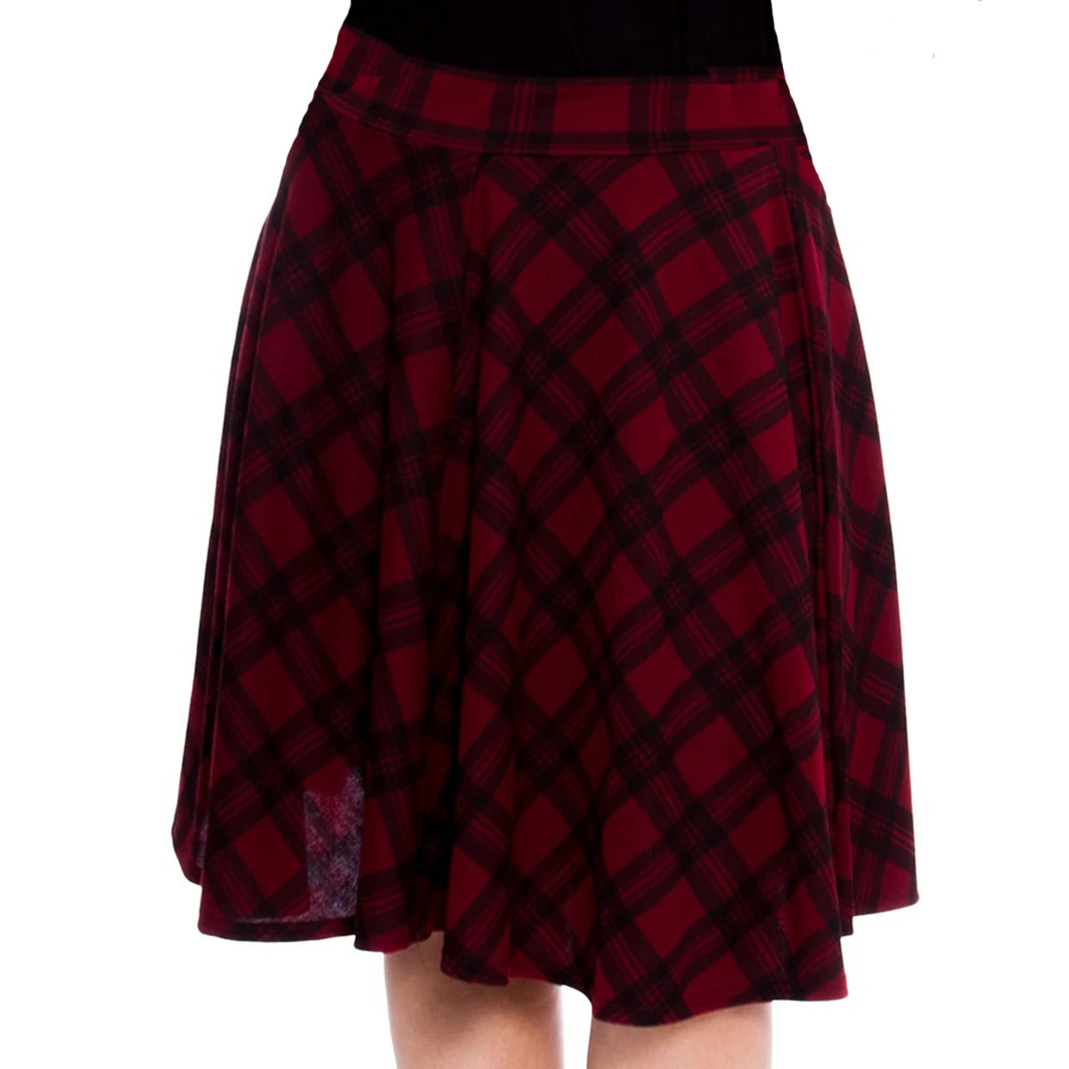 ROCKTHOSECURVES TARTAN A-LINE SWING SKATER SKIRT WITH ELASTICATED WAIST