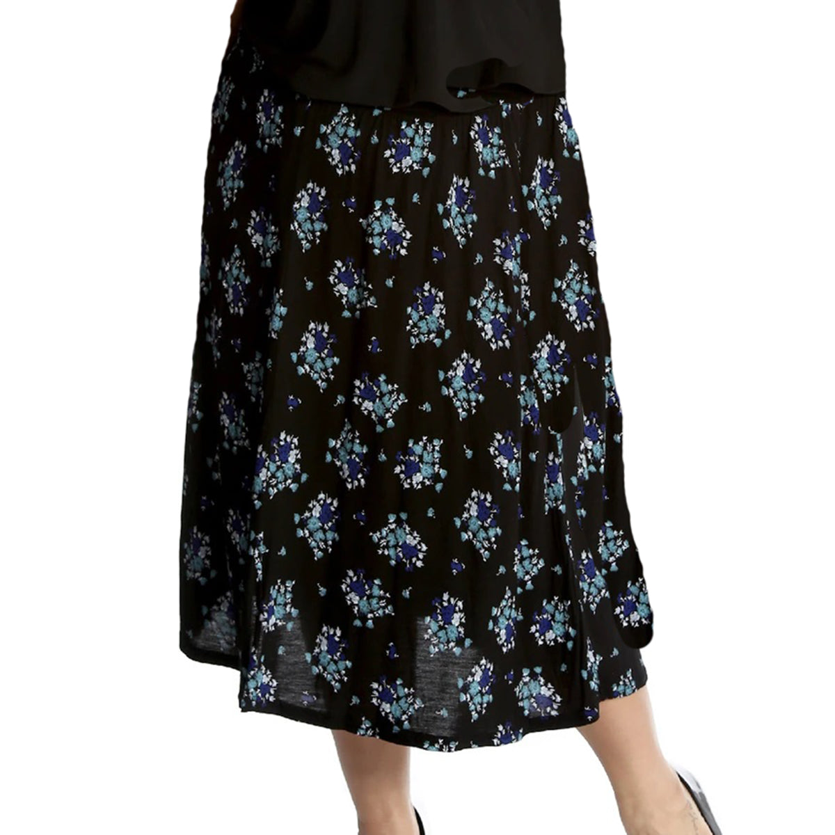 ROCKTHOSECURVES CALF LENGTH FLORAL ELASTIC WAIST SKIRT