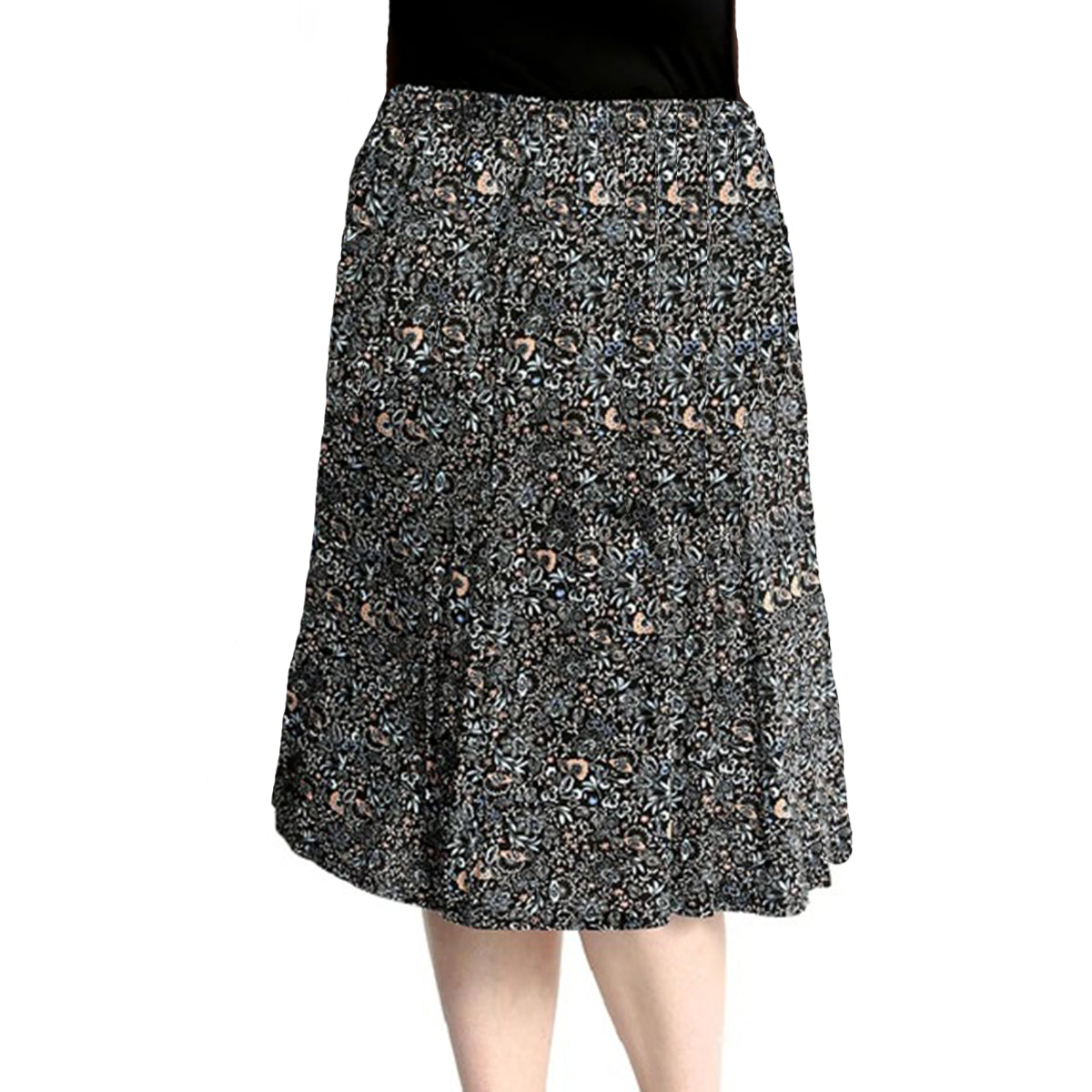 ROCKTHOSECURVES CALF LENGTH FLORAL ELASTIC WAIST SKIRT