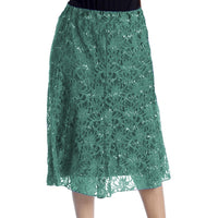 Calf Length Lace + sequin elastic Waist Skirt- Plus Sizes too