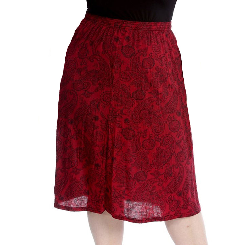 PAISLEY ELASTIC WAIST SKIRT