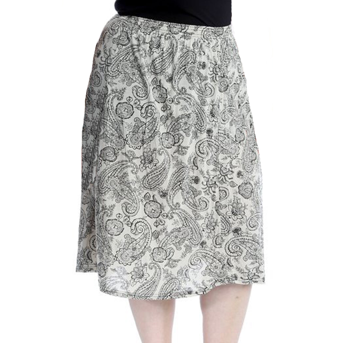 PAISLEY ELASTIC WAIST SKIRT