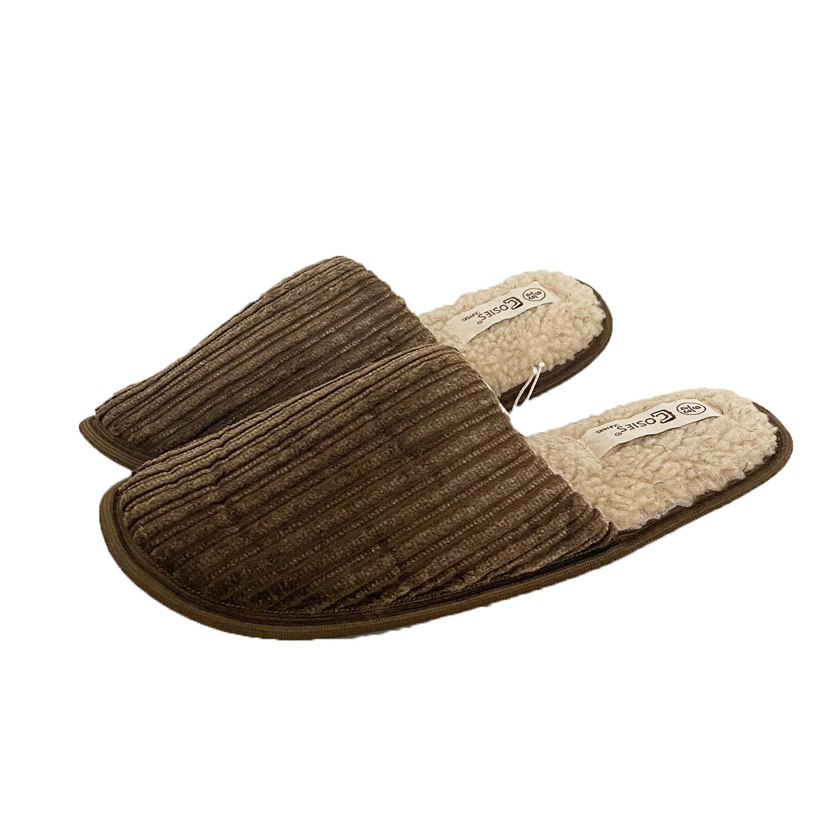 Cord open back fleece inner mule slippers MENS