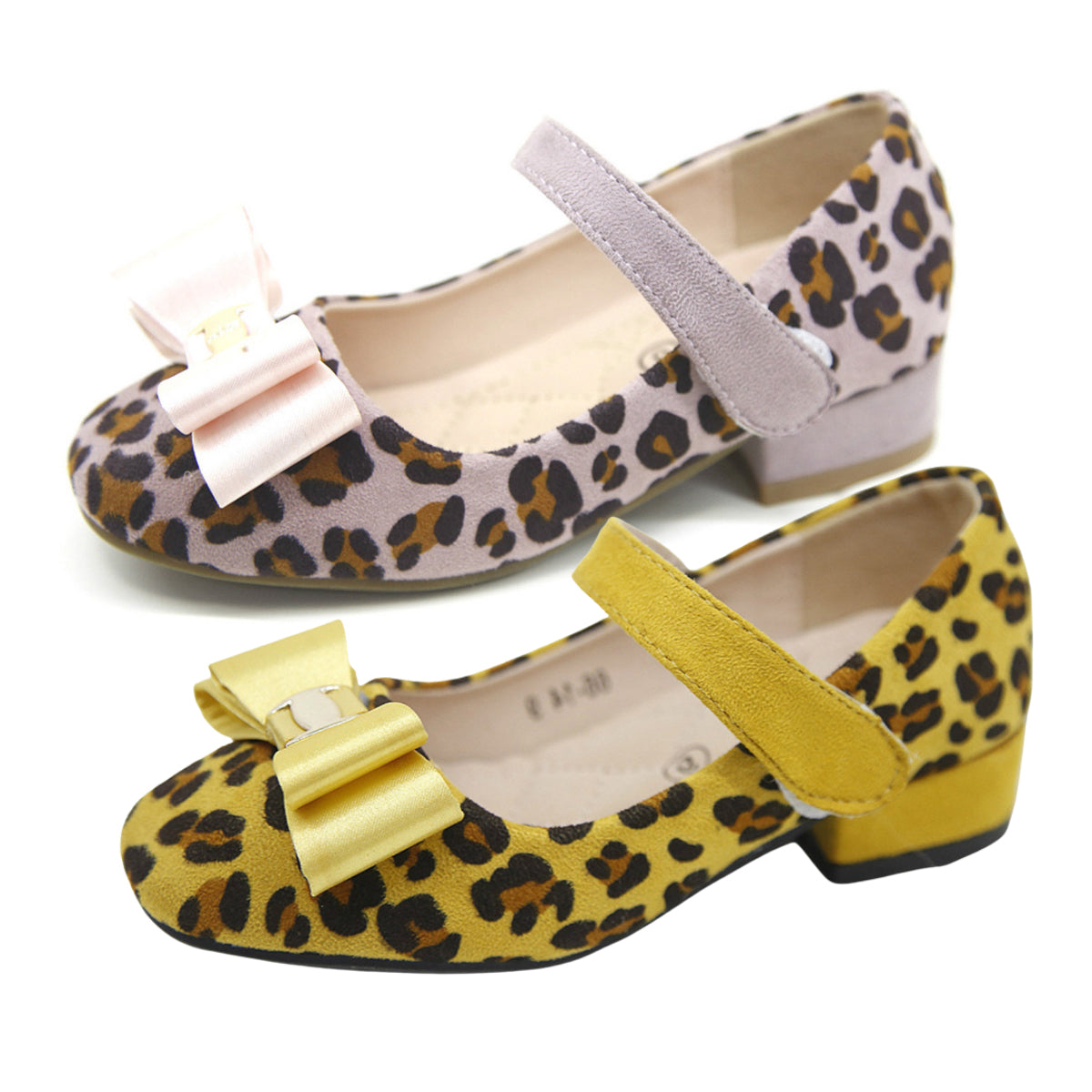 Girls / Children's leopard Print low heel shoes with bow