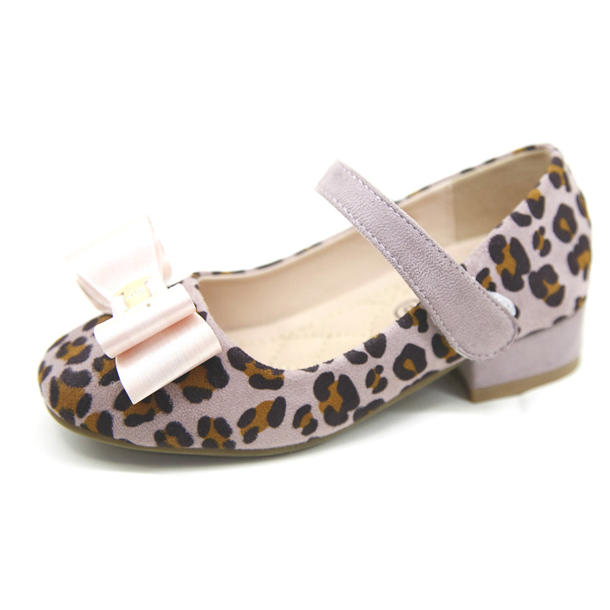 Girls / Children's leopard Print low heel shoes with bow