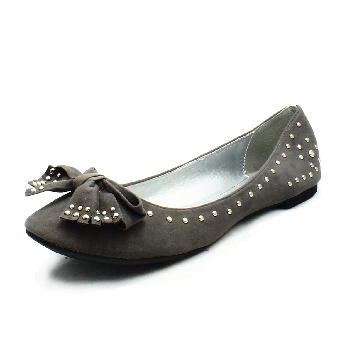 Suedette flat shoes / pumps with bow front